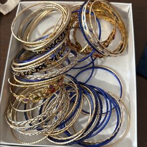 Elegant Gold and Blue Bangle Set